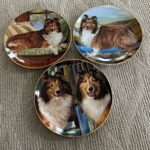 Danbury Mint Plate LOT OF 3 Shetland Sheepdog Decorative Plates Set​